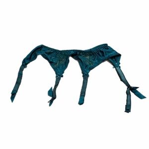 80s/90s European Vintage Charnos Satin Lace Insert Garter Belt (Hunter Green) L